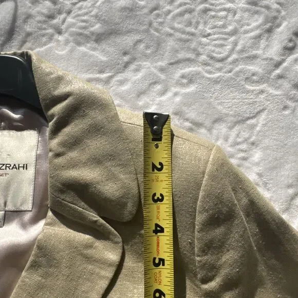 Isaac Mizrahi Linen Trench Coat Beige Size XL Satin Lined Shimmer Long - Picture 15 of 16